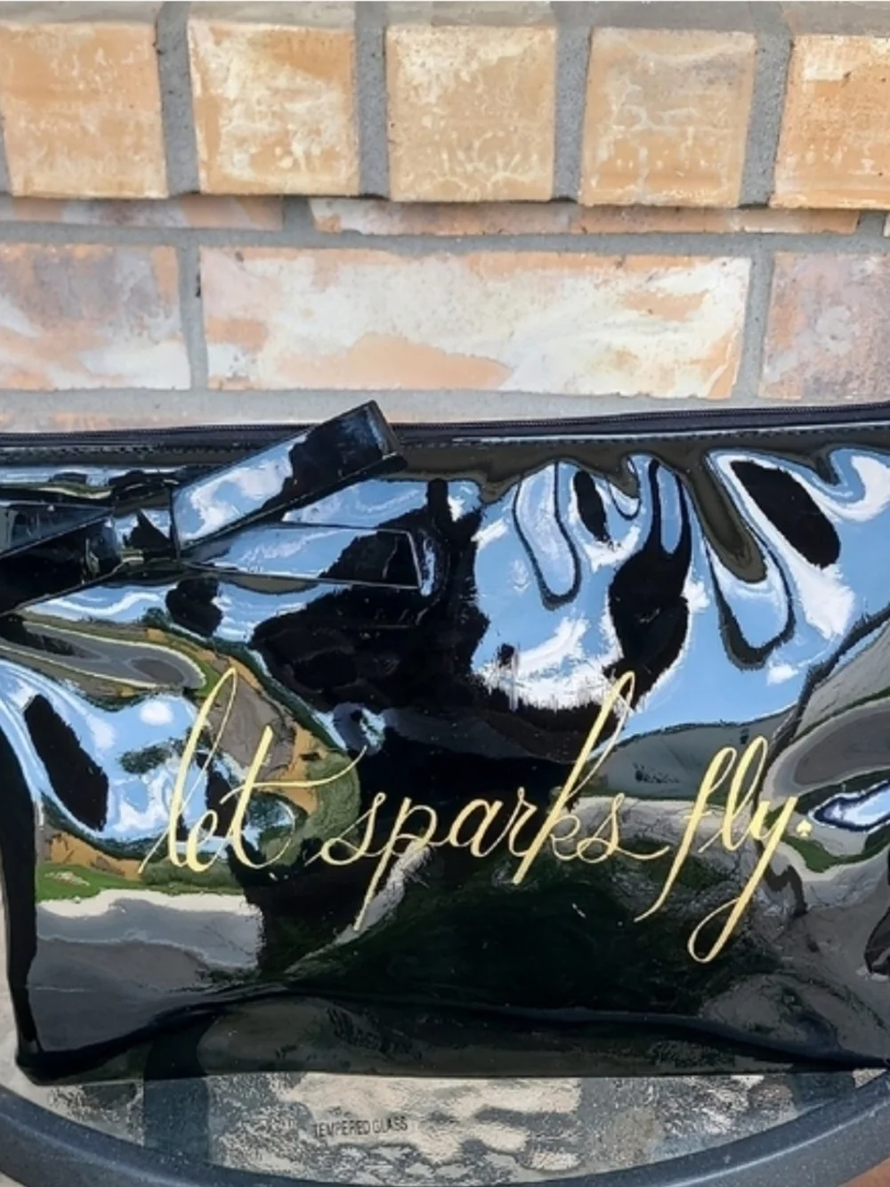 KATE SPADE Let Sparks Fly Black Patent Pouch
